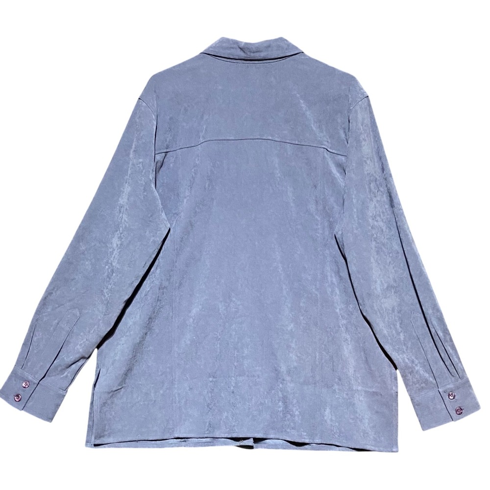 DENIM & CO Women's X‎ Large Faux Suede Button Front Long Sleeve Shirt Blue - Picture 2 of 8